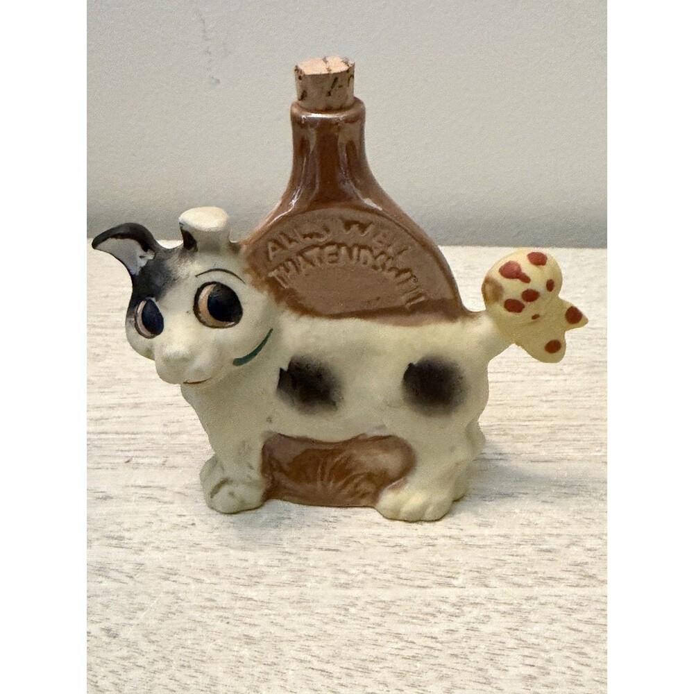Vintage Japan Ceramic Puppy Dog Decanter Figurine Alls Well That Ends Well